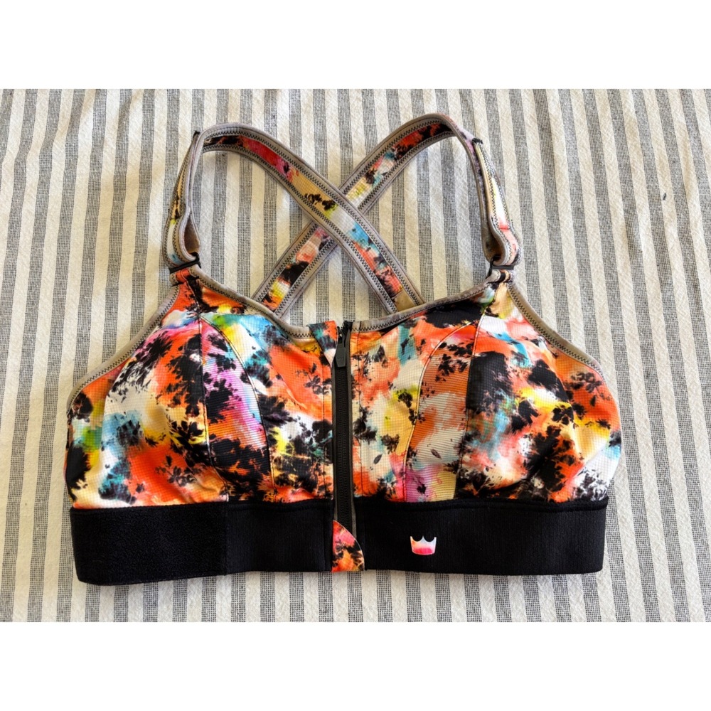 Shefit High Impact Size Small Orange Tie-Dye Print Custom Fit Sports Bra - Picture 2 of 10